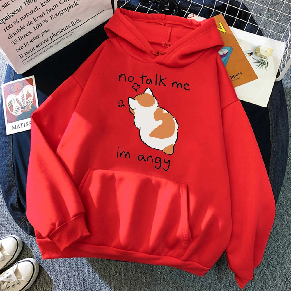No Talk Me Cute Angry Cat Hoodie