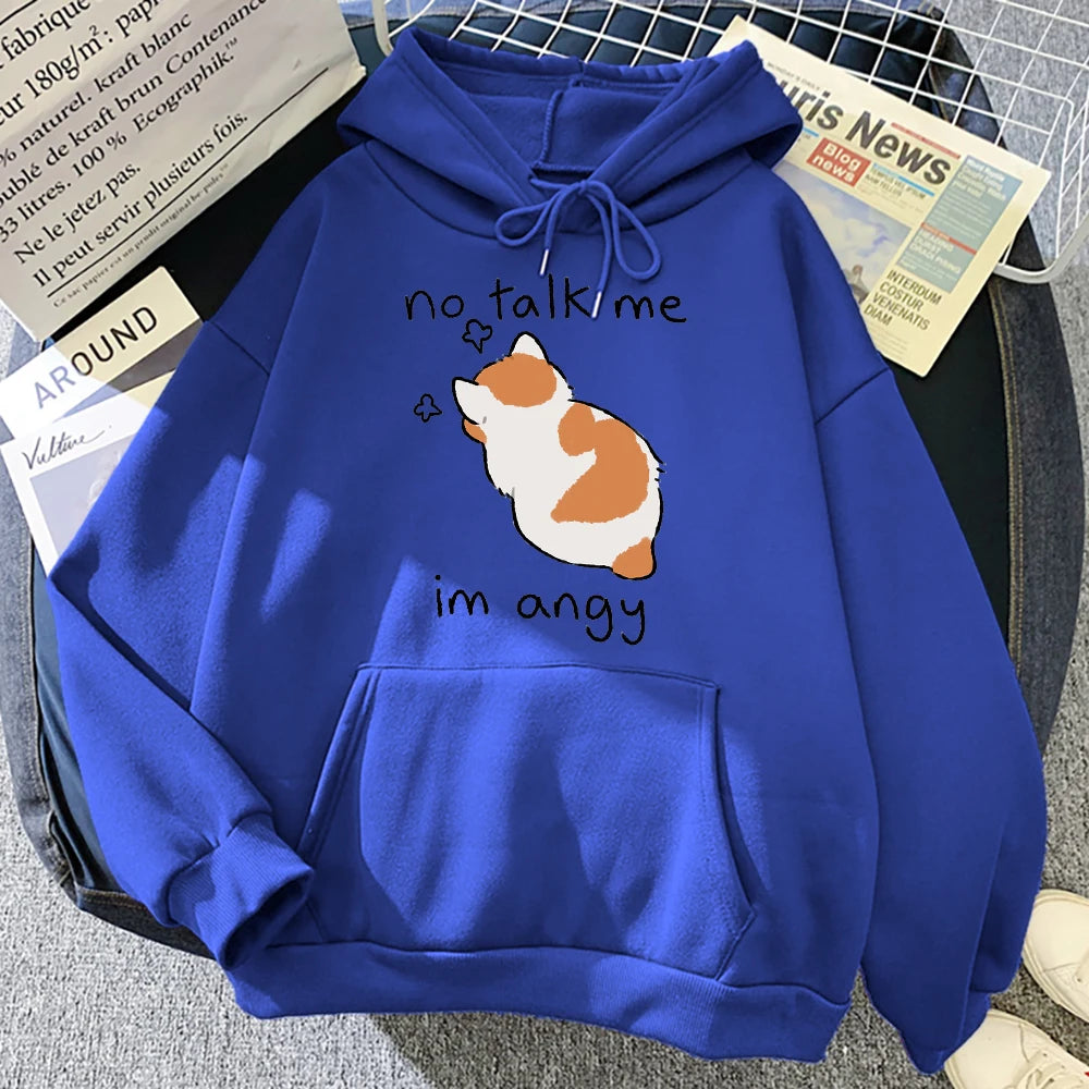 No Talk Me Cute Angry Cat Hoodie