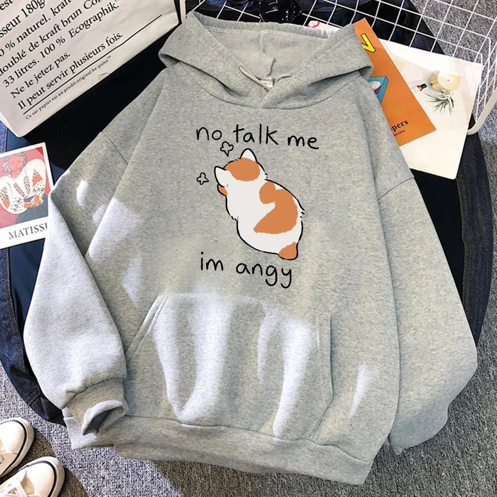 No Talk Me Cute Angry Cat Hoodie