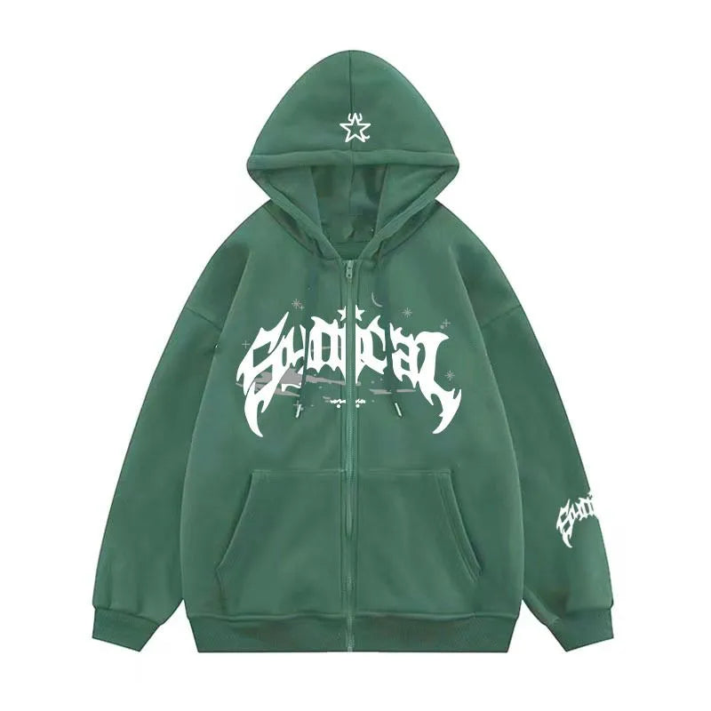 Y2K Zipper Hip Hop Hoodie