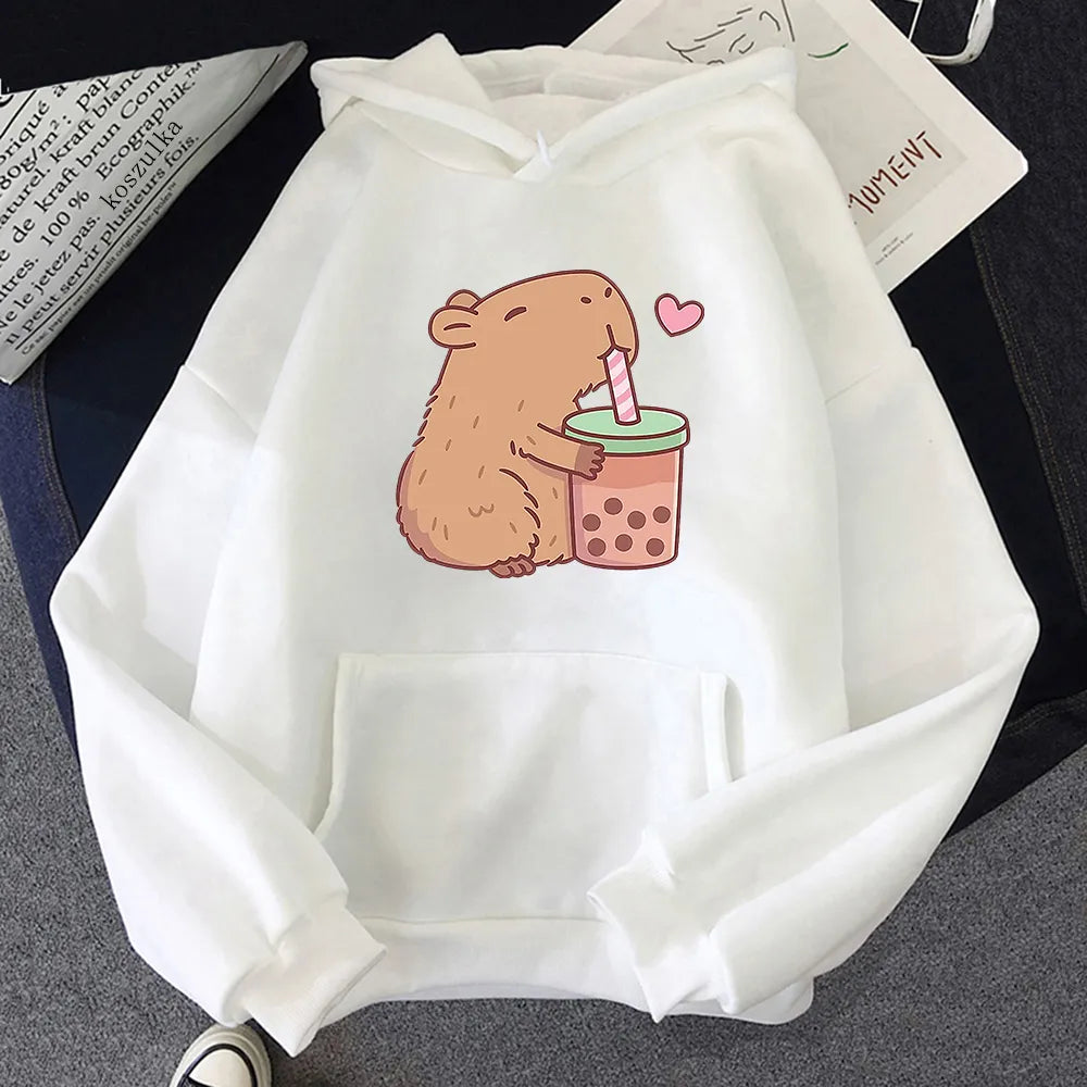 Kawaii Bubble Tea Capybara Hoodie