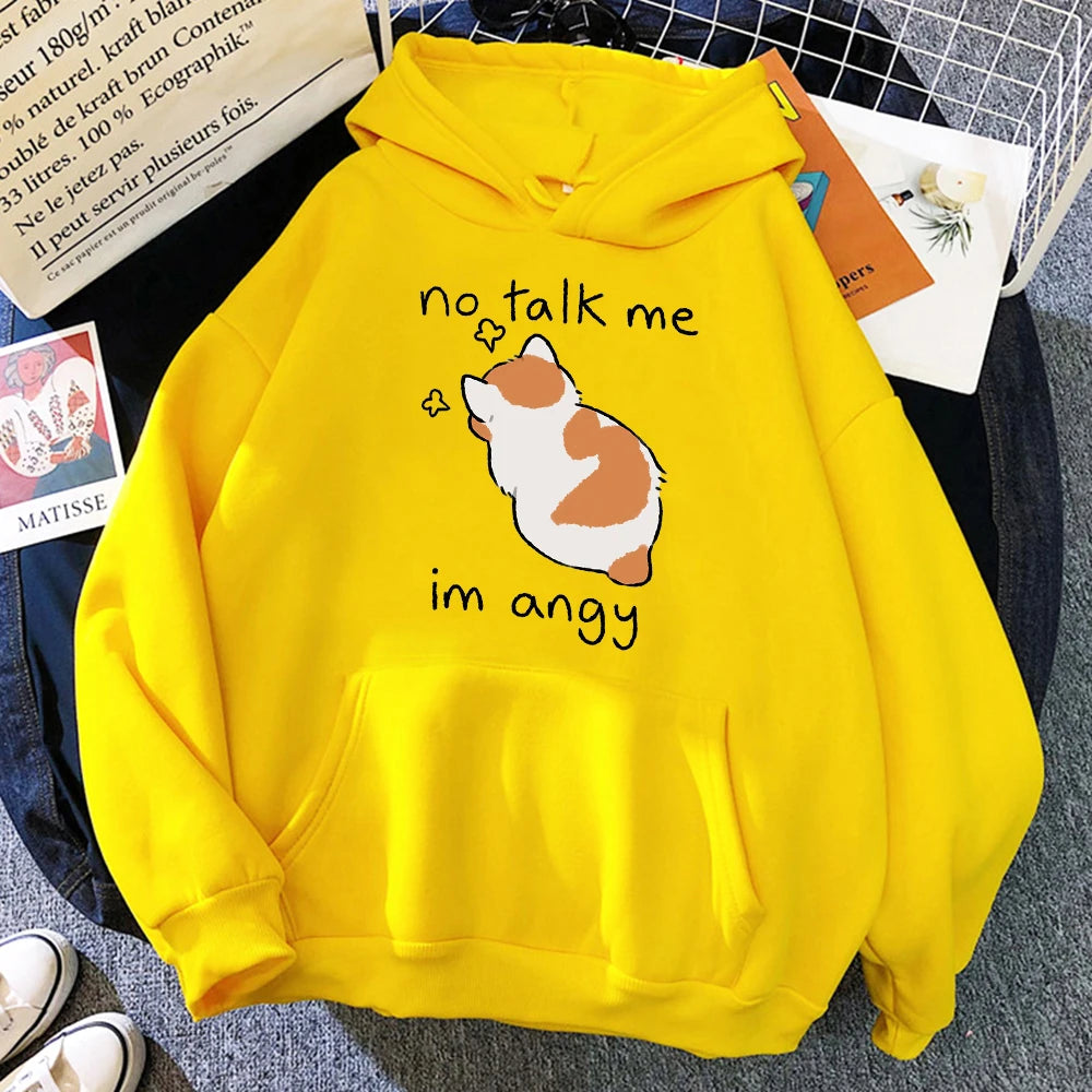No Talk Me Cute Angry Cat Hoodie
