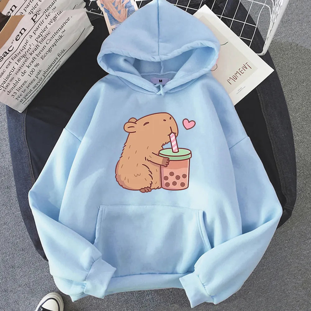 Kawaii Bubble Tea Capybara Hoodie