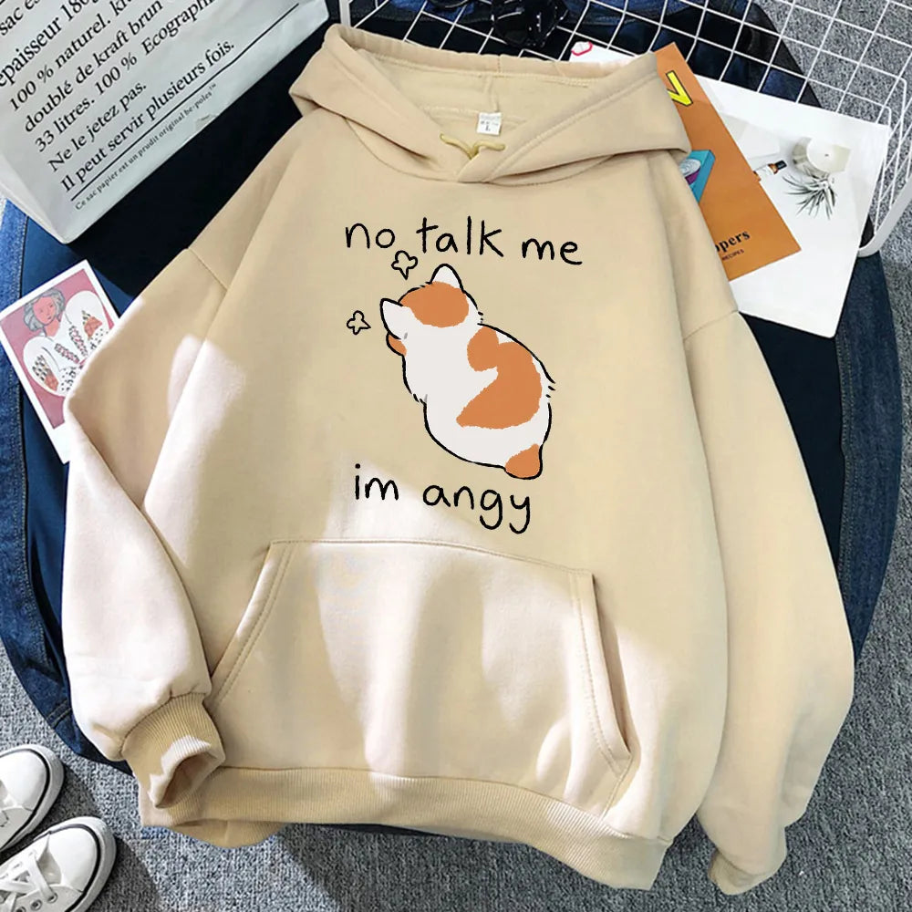 No Talk Me Cute Angry Cat Hoodie