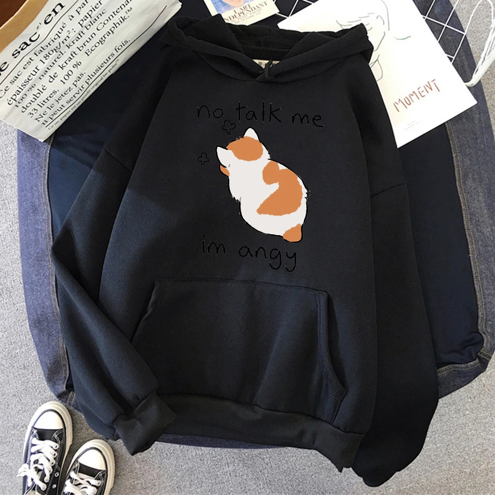 No Talk Me Cute Angry Cat Hoodie