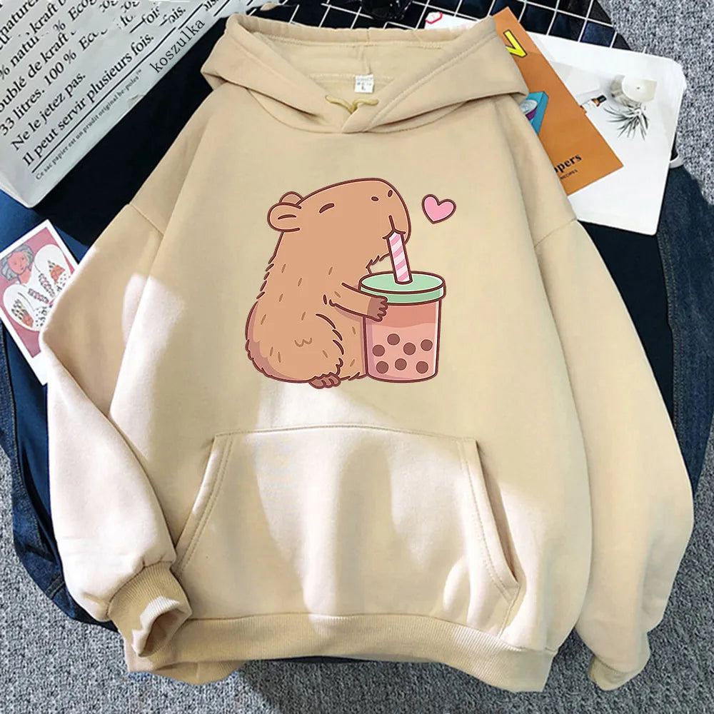 Kawaii Bubble Tea Capybara Hoodie